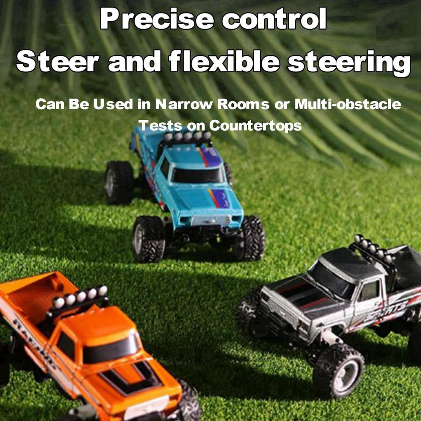 Mini RC Car, 1/64 Scale Mini Remote Control Monster Truck with Trailer