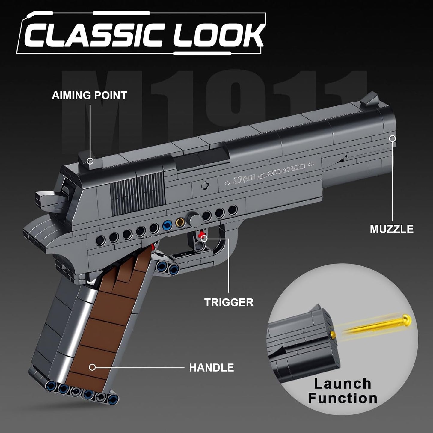 Finger Rock M1911 Pistol Model Guns Building Blocks Toy Set